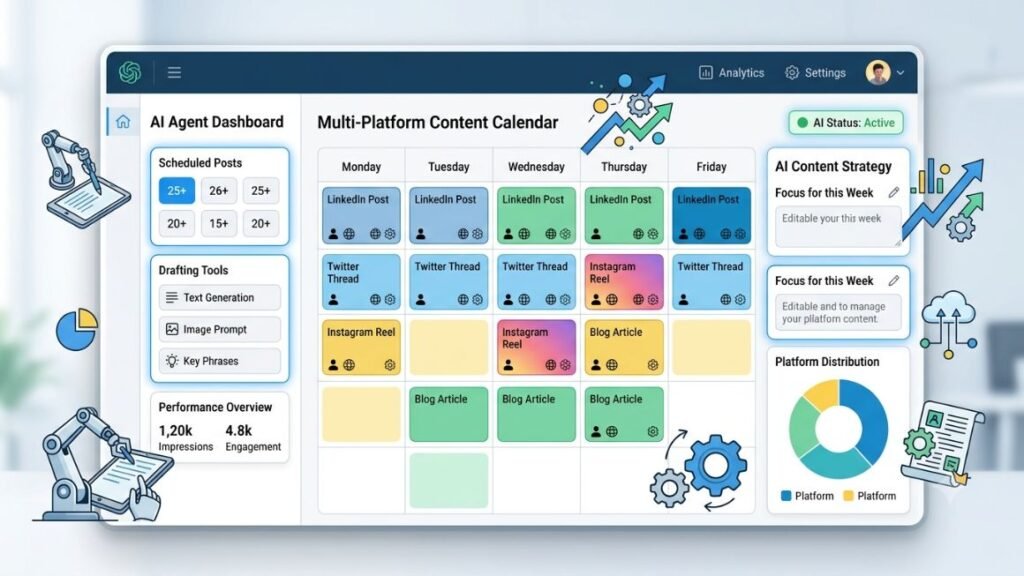 AI agent managing a multi-platform content calendar